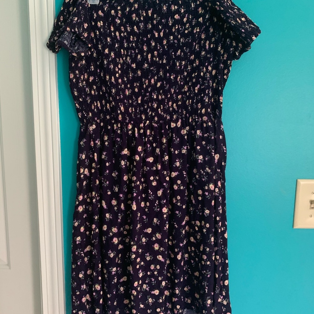 Purple Floral Off Shoulder Dress